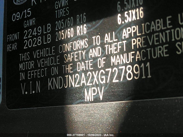 KIA Soul Base 2016 KNDJN2A2XG7278911 Image 9