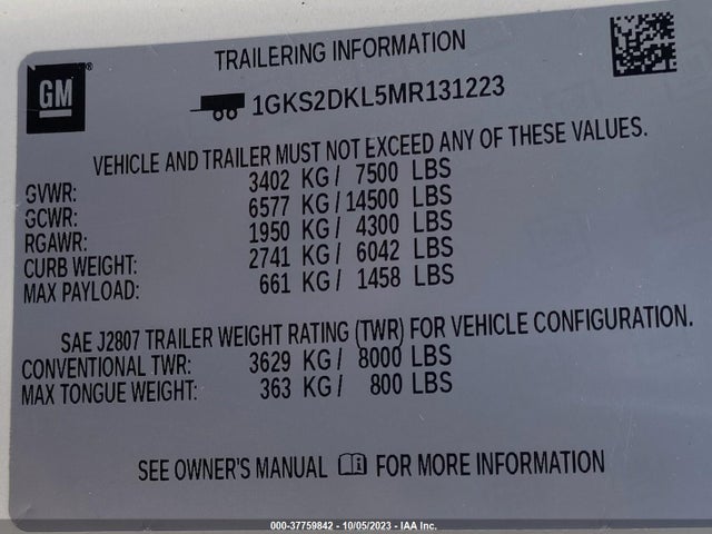 GMC YUKON DENALI 2021 1GKS2DKL5MR131223 Image 9