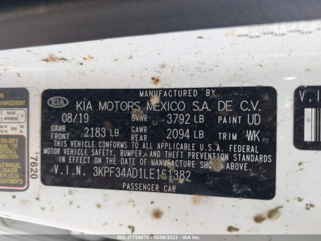 3KPF34AD1LE161382 KIA Forte Gt-line