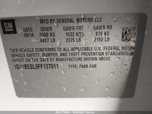 Chevrolet MALIBU LS 2015 1G11B5SL9FF137911 Image 9