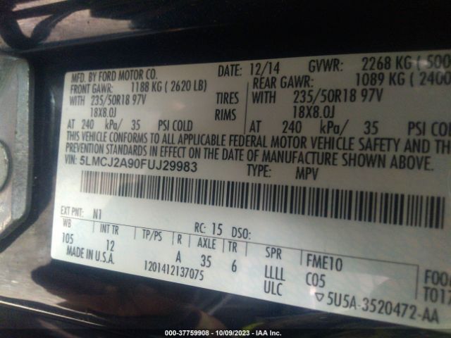 5LMCJ2A90FUJ29983 Lincoln MKC