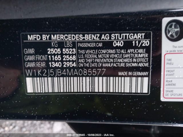 W1K2J5JB4MA085577 Mercedes-Benz Cls Cls 450
