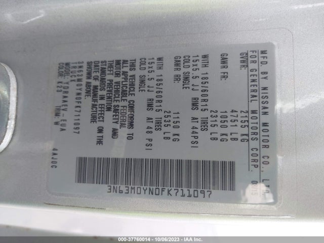 3N63M0YN0FK711097 Chevrolet City Express Cargo Van Ls