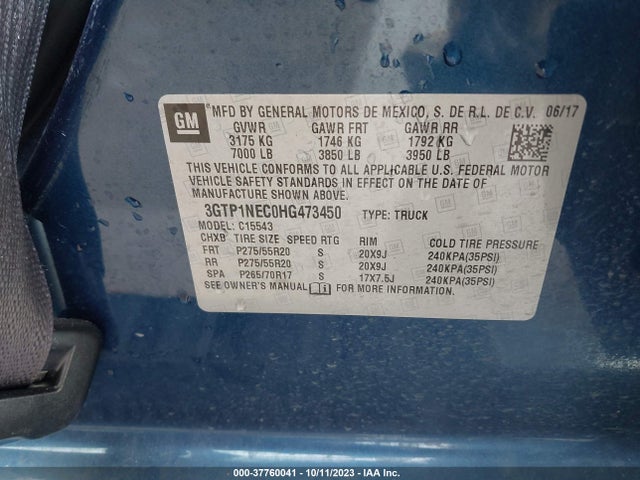 GMC Sierra 1500 Slt 2017 3GTP1NEC0HG473450 Image 9