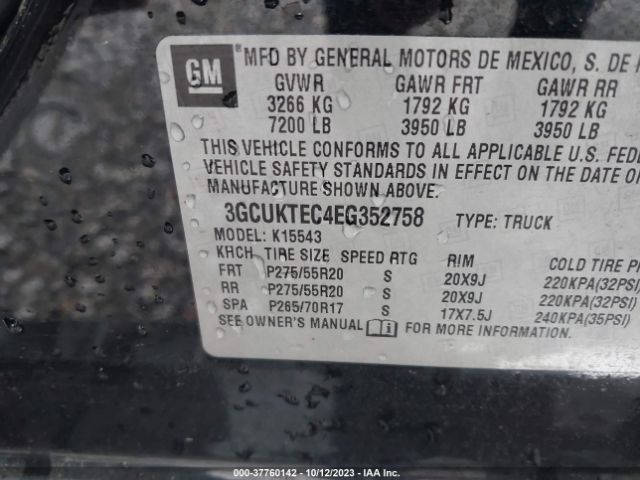3GCUKTEC4EG352758 Chevrolet Silverado 1500 High Country