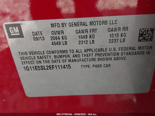 Chevrolet MALIBU 2LT 2014 1G11E5SL2EF111415 Image 9