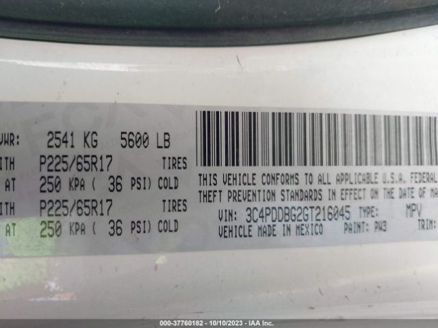 3C4PDDBG2GT216045 Dodge Journey Sxt