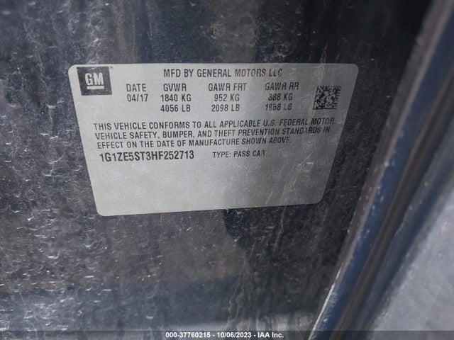 Chevrolet MALIBU LT 2017 1G1ZE5ST3HF252713 Image 9