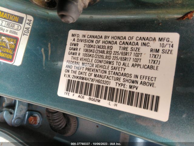 2HKRM4H7XFH603201 Honda Cr-v Ex-l