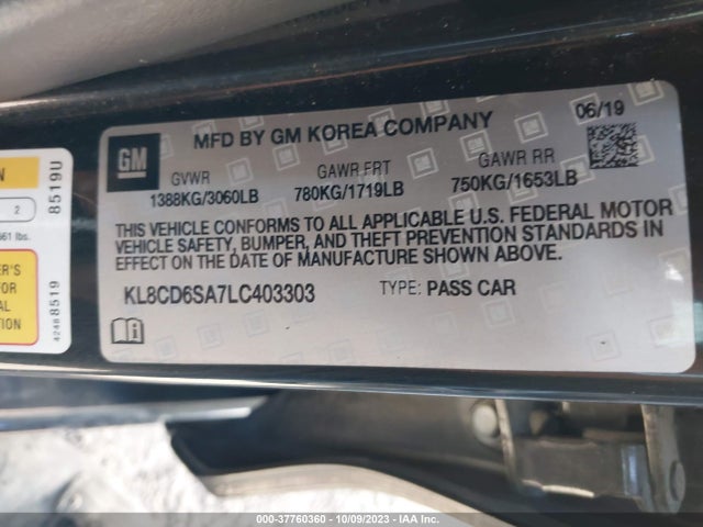 Chevrolet Spark Lt 2020 KL8CD6SA7LC403303 Image 9