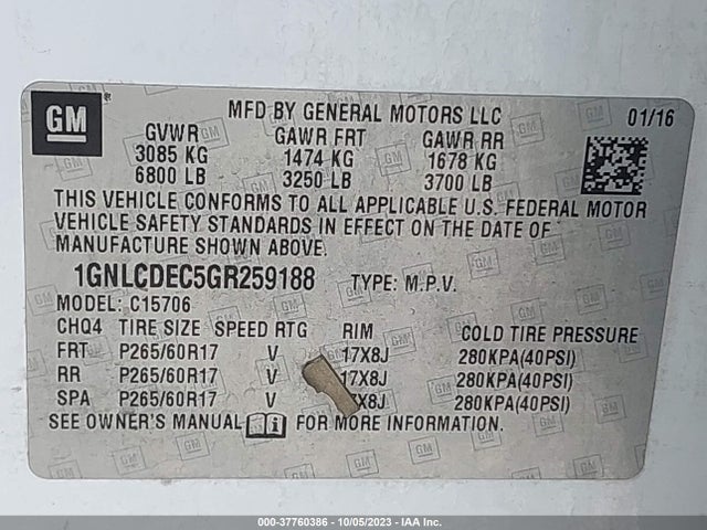Chevrolet Tahoe Commercial 2016 1GNLCDEC5GR259188 Image 9