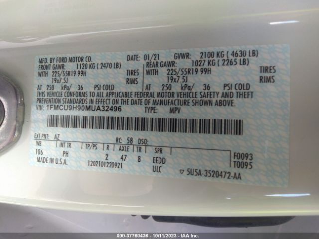 2021 FORD ESCAPE 1FMCU9H90MUA32496 Photo 8