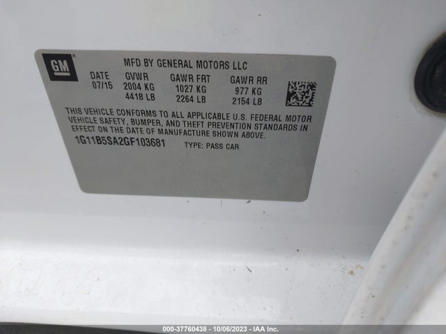 Chevrolet Malibu Limited Ls 2016 1G11B5SA2GF103681 Image 9