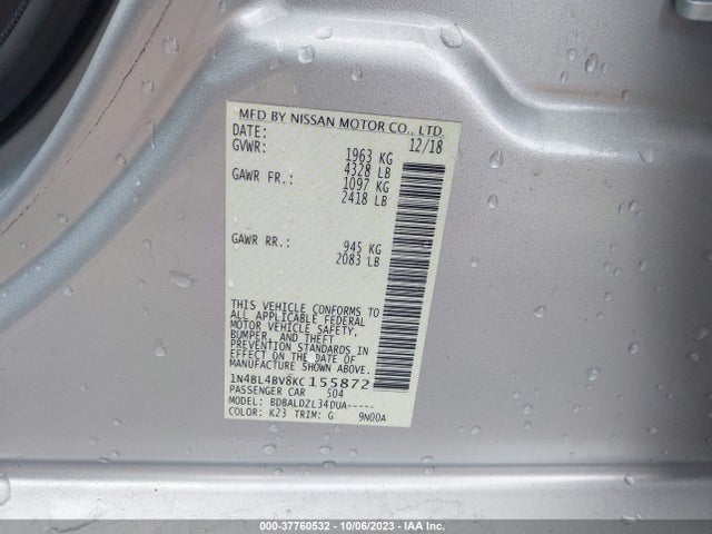 Nissan Altima 2.5 S 2019 1N4BL4BV8KC155872 Image 9