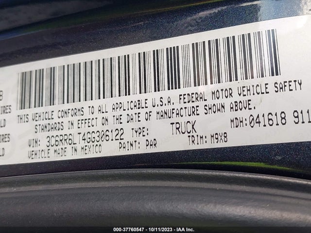 3C6RR6LT4GG306122 RAM 1500 Lone Star