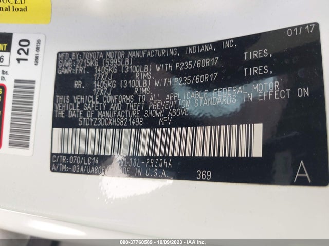 Toyota Sienna Xle Auto Access 2017 5TDYZ3DCXHS821498 Image 9