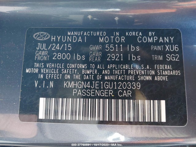 Hyundai Genesis 3.8 2016 KMHGN4JE1GU120339 Image 9