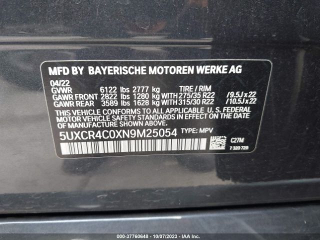 5UXCR4C0XN9M25054 BMW X5 Sdrive40i