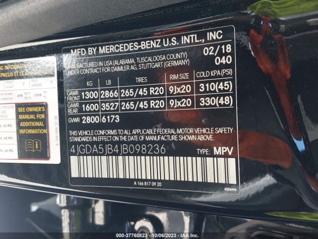4JGDA5JB4JB098236 Mercedes-Benz Gle Gle 350
