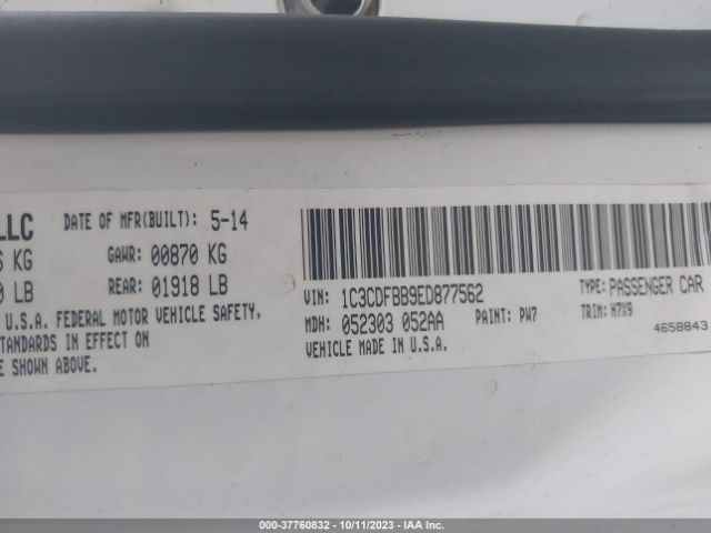 1C3CDFBB9ED877562 Dodge DART SXT