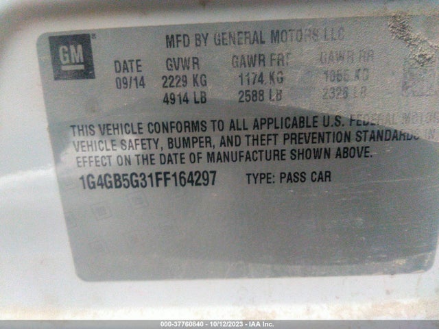 1G4GB5G31FF164297 Buick Lacrosse Leather