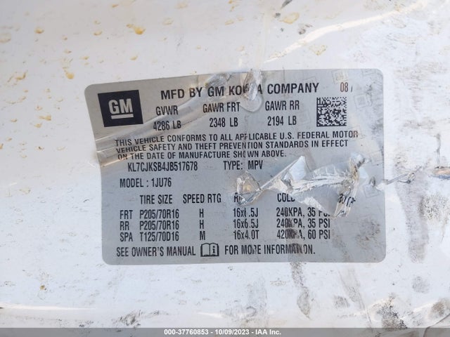 Chevrolet TRAX LS 2018 KL7CJKSB4JB517678 Image 9