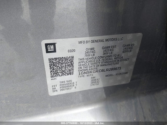 Chevrolet Suburban Ls 2020 1GNSKGKC6LR289671 Image 9
