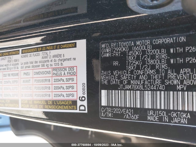 JTJAM7BX8L5244740 Lexus Gx Gx 460 Premium