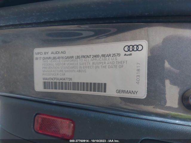 2018 AUDI A5 SPORTBACK WAUCNCF5XJA047726 Photo 8