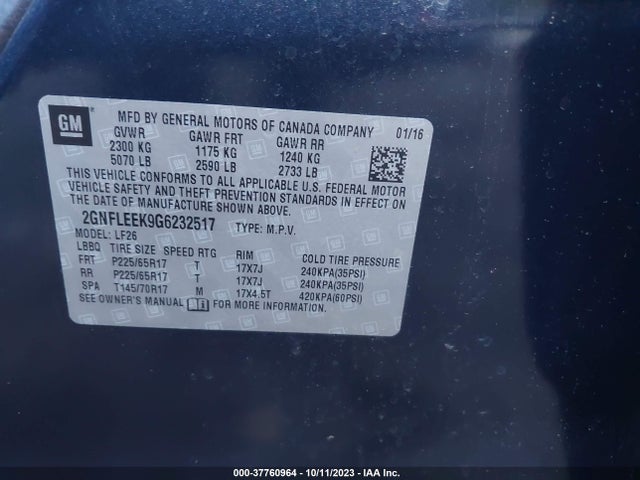 Chevrolet EQUINOX LS 2016 2GNFLEEK9G6232517 Image 9
