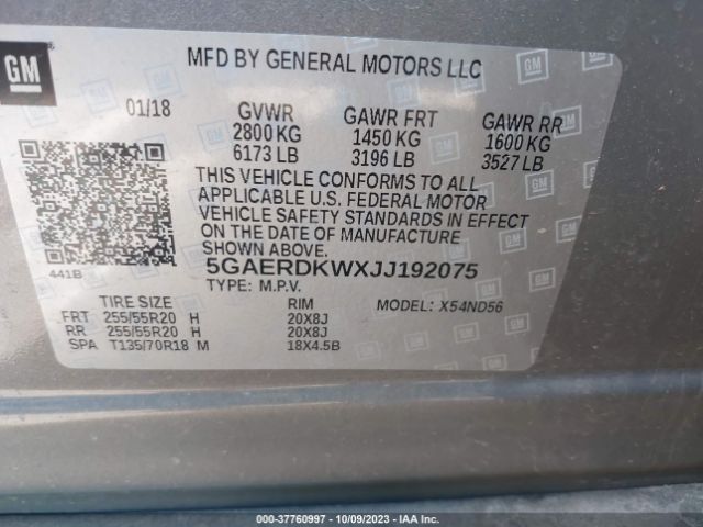5GAERDKWXJJ192075 Buick Enclave Avenir