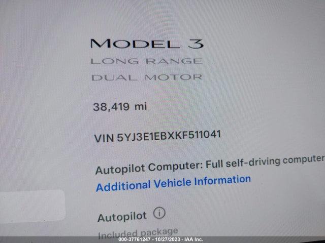 Tesla Model 3 Long Range/performance 2019 5YJ3E1EBXKF511041 Image 7