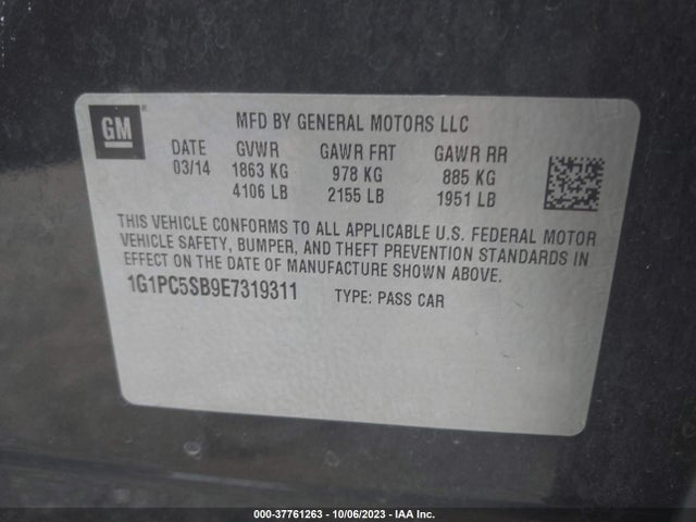 Chevrolet Cruze 1lt 2014 1G1PC5SB9E7319311 Image 9