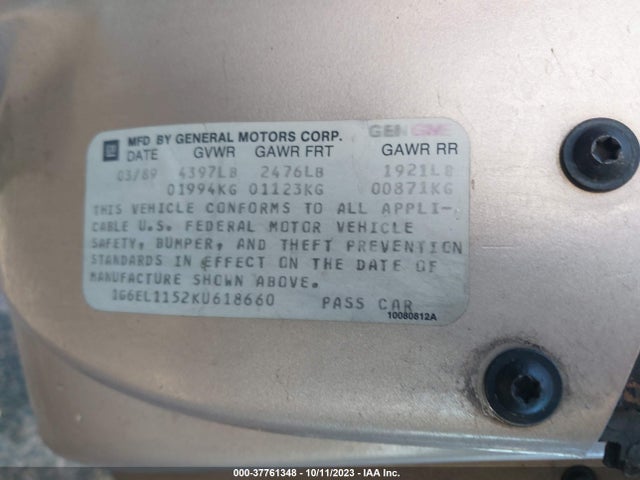 1989 CADILLAC ELDORADO 1G6EL1152KU618660 Photo 8