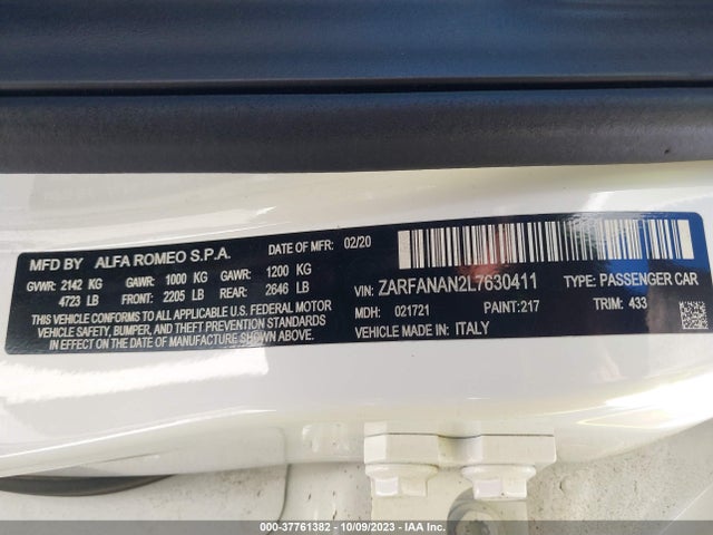 ZARFANAN2L7630411 Alfa Romeo Giulia Awd
