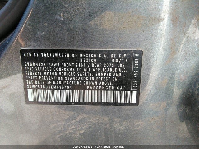 3VWC57BU1KM095494 Volkswagen Jetta S/se/r-line