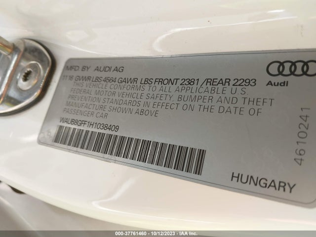 WAUB8GFF1H1038409 Audi A3 Sedan Premium