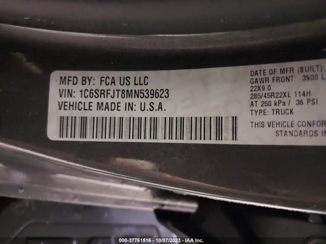 1C6SRFJT8MN539623 RAM 1500 Laramie