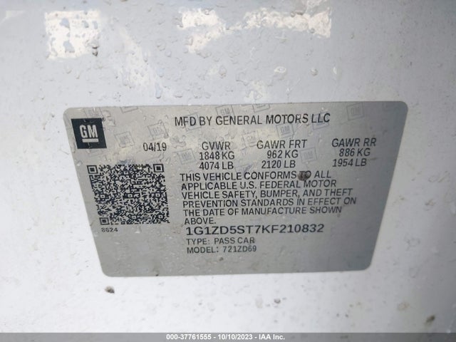 Chevrolet MALIBU LT 2019 1G1ZD5ST7KF210832 Image 9
