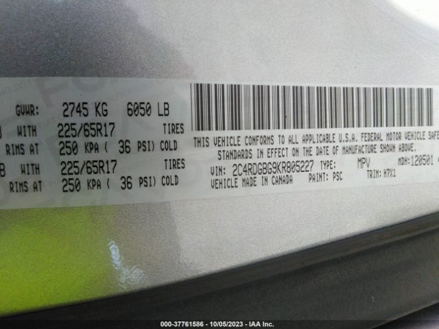 2C4RDGBG9KR805227 Dodge Grand Caravan Se
