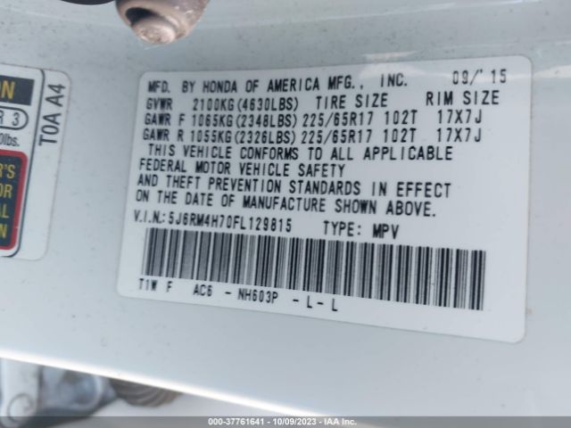 5J6RM4H70FL129815 Honda Cr-v Ex-l