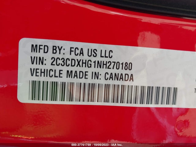 2022 DODGE CHARGER GT VIN: 2C3CDXHG1NH270180