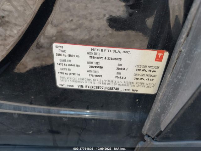 5YJXCBE27JF088740 Tesla Model X 75d/100d/p100d