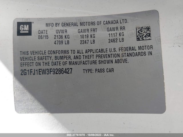 Chevrolet CAMARO SS 2015 2G1FJ1EW3F9286427 Image 9
