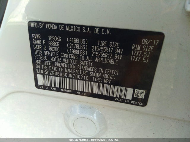 Honda HR-V LX 2018 3CZRU6H36JM700210 Image 9