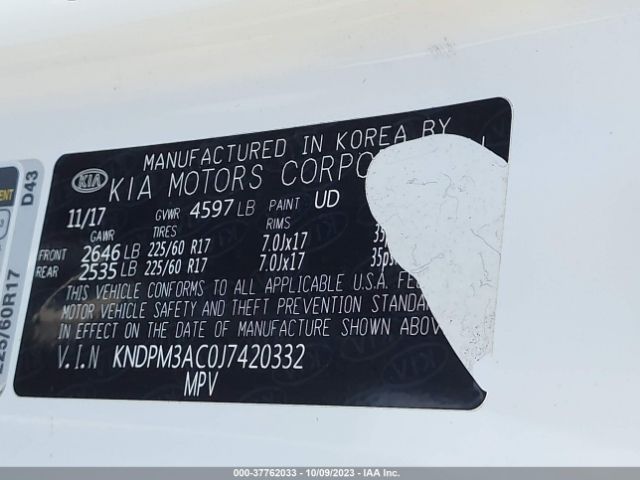 KNDPM3AC0J7420332 KIA Sportage Lx