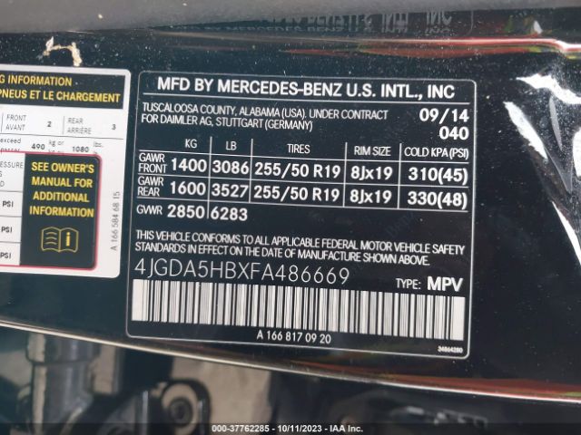 4JGDA5HBXFA486669 Mercedes-Benz M-class Ml 350
