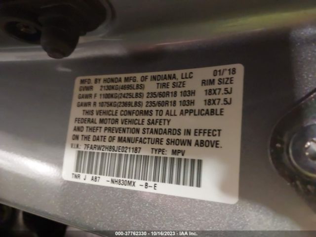 7FARW2H89JE021187 Honda Cr-v Ex-l/ex-l Navi
