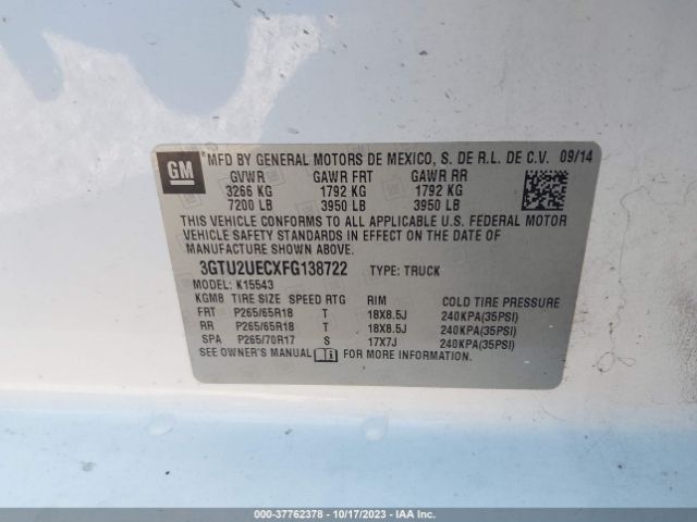 3GTU2UECXFG138722 GMC Sierra 1500 Sle