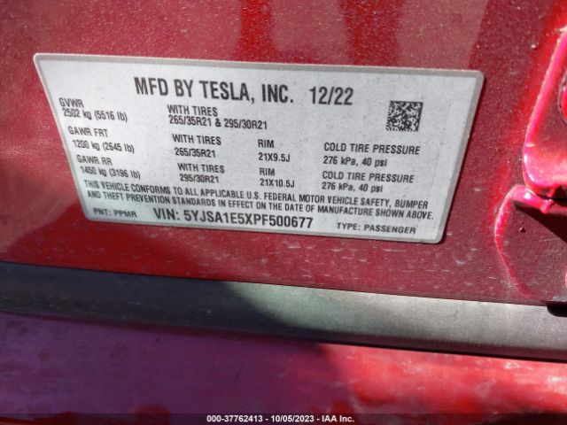 5YJSA1E5XPF500677 Tesla MODEL S